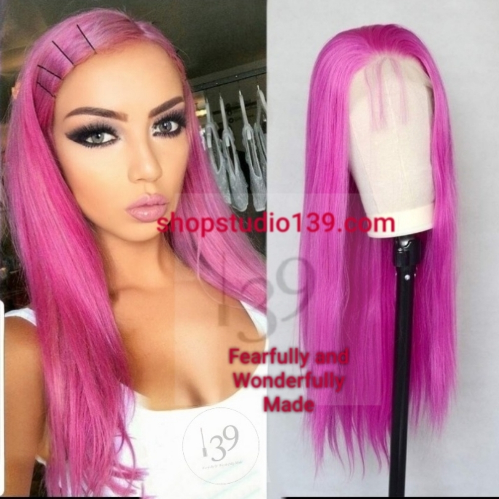 Hot Pink Part Lace Front Wig